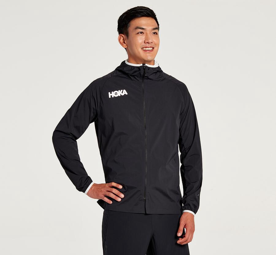 Hoka One One Jackets Mens Black - Full-Zip Wind - 71309NELO